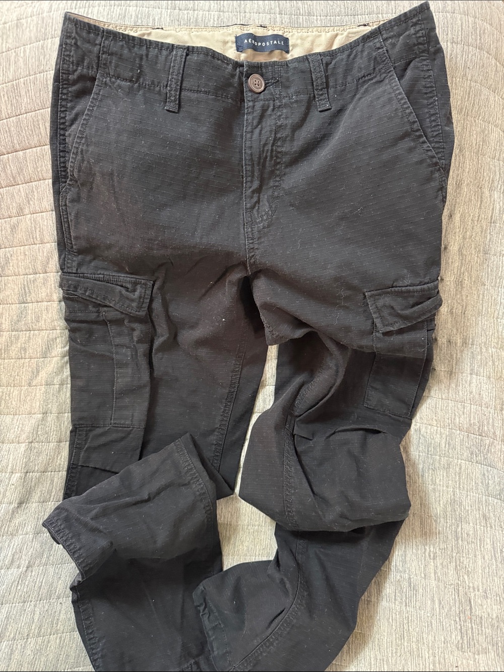 Aeropostale Men’s Black Cargo Trousers with Utility Pockets